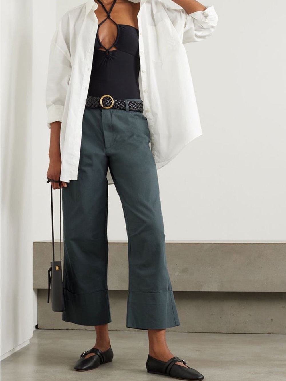 Faithfull The Brand Cassis Cotton Wide Leg Pants Blue Gray 2